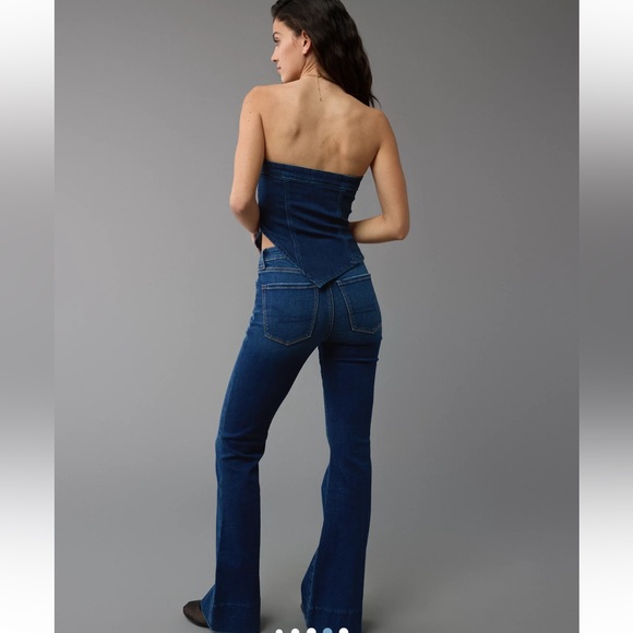 NWT American Eagle Asymmetrical Denim Corset Tube Top.  Size Large - Picture 5 of 7